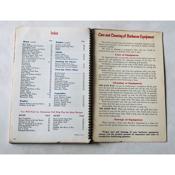 Vintage 1963 Barbecue Cookbook Big Boy Illustrated Recipes Spit Fire Grill Steak - Picture 12 of 16
